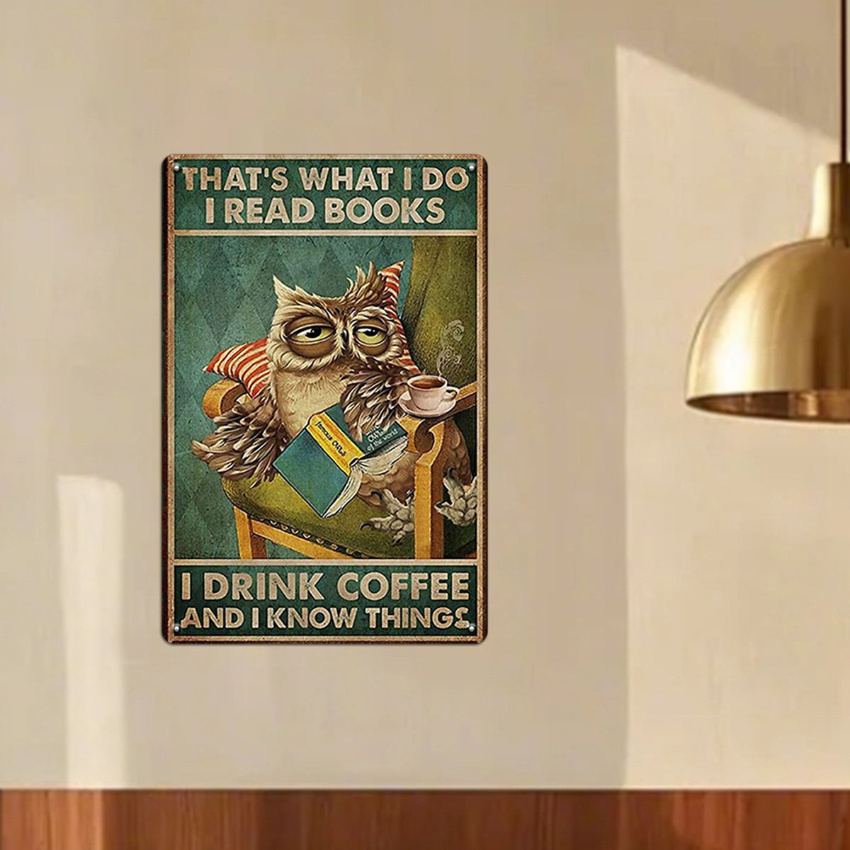 Owl Coffee & Books Tin Sign