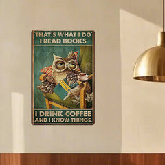 Owl Coffee & Books Tin Sign