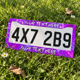 Personalized Purple Lightning License Plate Frame, Custom Text Car Frame