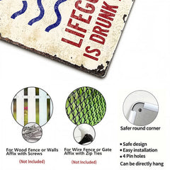Swim At Your Own Risk Metal Sign – Funny Pool Fence Decor
