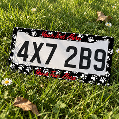 Personalized Paw Print License Plate Frame, Custom Pet Name Car Frame