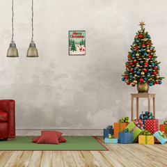 Merry Christmas – Santa with Gifts & Reindeer Snow Scene