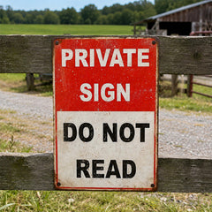Private Sign Do Not Read Metal Sign – Funny Privacy Wall Decor