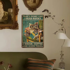 Owl Coffee & Books Tin Sign