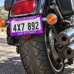 Personalized Purple Lightning License Plate Frame, Custom Text Car Frame