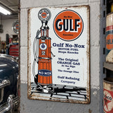 Gulf No-Nox Gasoline Pump – Vintage Tin Sign