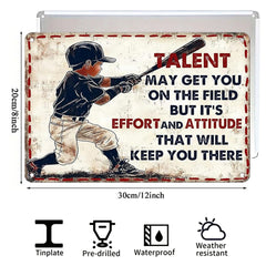 "Talent, Effort and Attitude" Youth Baseball Metal Tin Sign