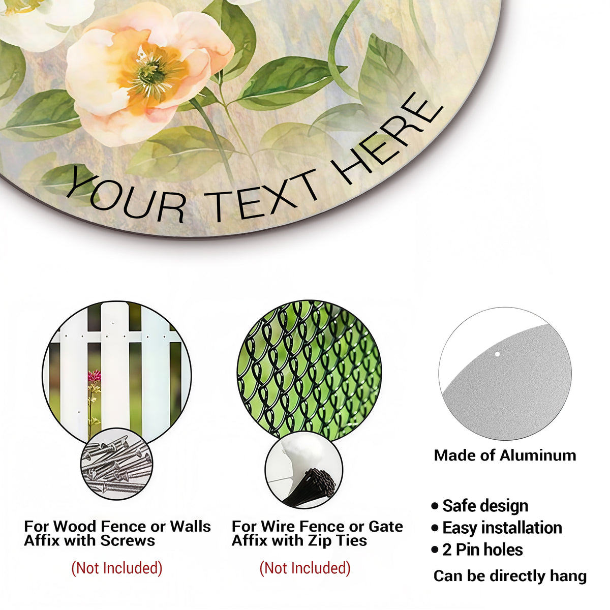 Personalized Garden Round Metal Sign, Custom Flower Garden Decor