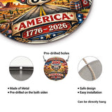 America 250th Anniversary Route 66 Round Metal Sign