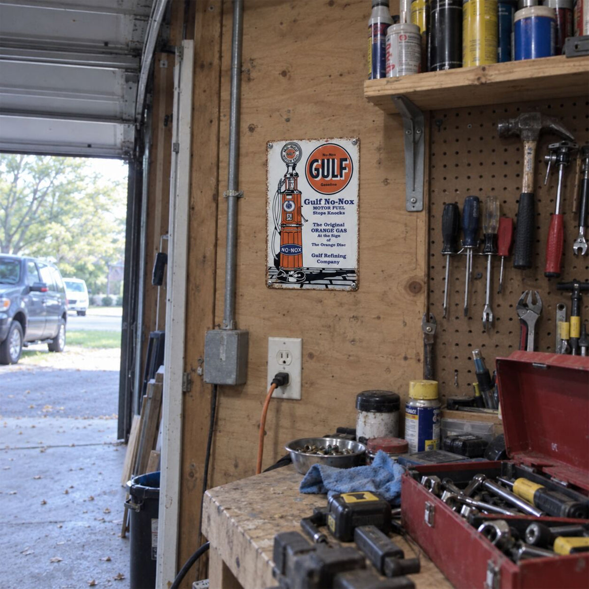 Gulf No-Nox Gasoline Pump – Vintage Tin Sign