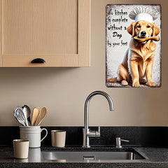 "No Kitchen Is Complete Without a Dog" Golden Retriever