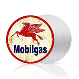 Mobilgas Pegasus Round Metal Sign – Vintage Gas Station