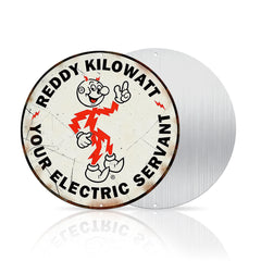 Reddy Kilowatt Round Metal Sign – Vintage Electric Ad