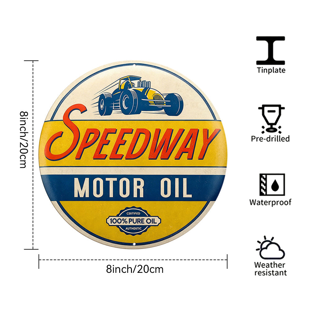Speedway Motor Oil Round Metal Sign