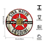 Star Motor Gasoline Round Metal Sign
