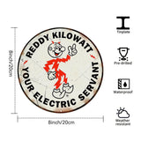 Reddy Kilowatt Round Metal Sign – Vintage Electric Ad