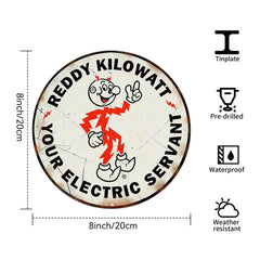 Reddy Kilowatt Round Metal Sign – Vintage Electric Ad