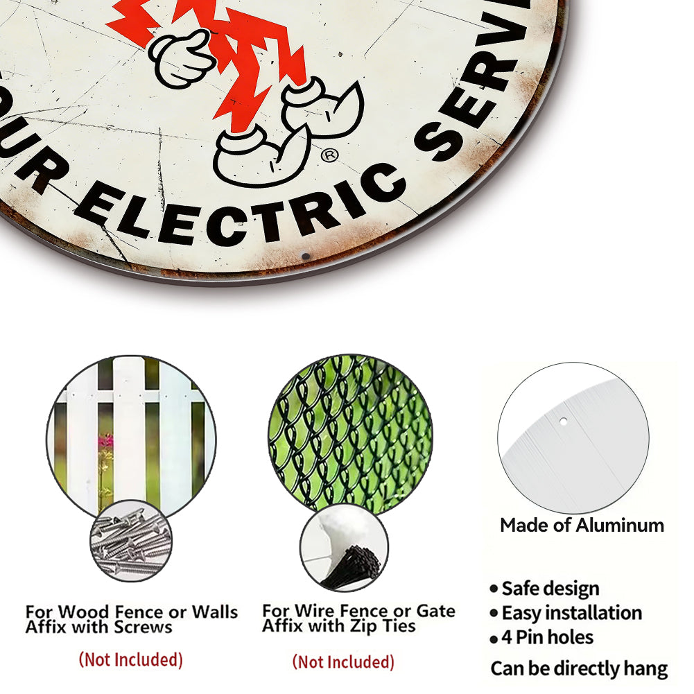 Reddy Kilowatt Round Metal Sign – Vintage Electric Ad