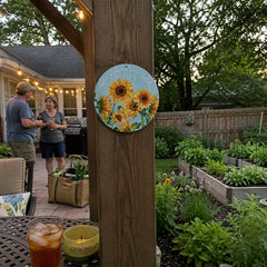 Personalized Garden Round Metal Sign, Custom Flower Garden Decor
