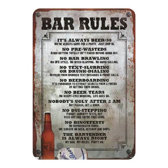 "Bar Rules" Funny Metal Tin Sign