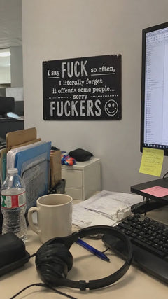 Funny F*ckers Metal Sign – Sarcastic Office & Man Cave Wall Decor